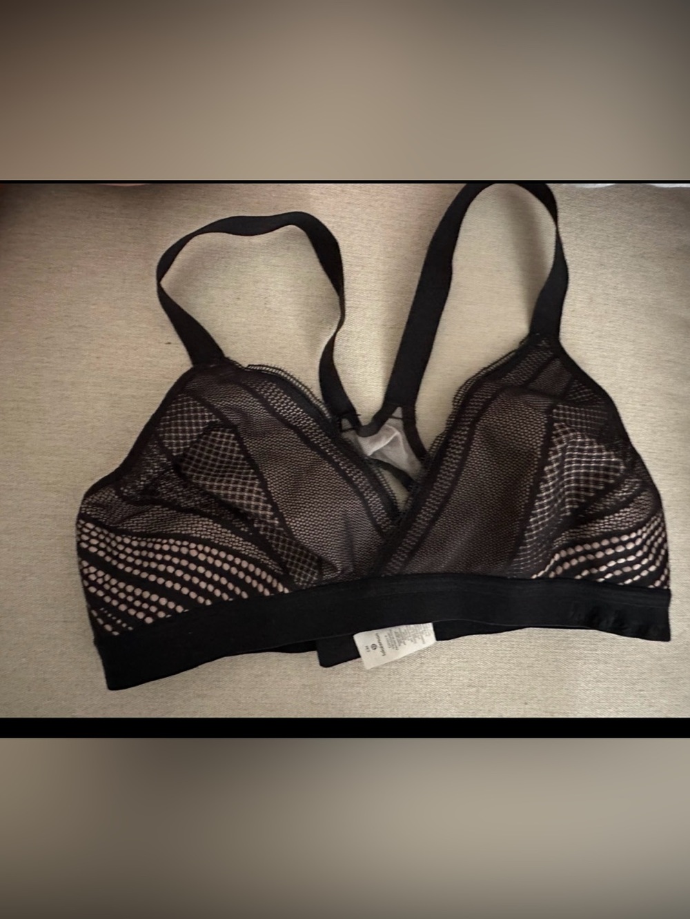 lululemon athletica Black Mesh Bralette with Sheer Pattern